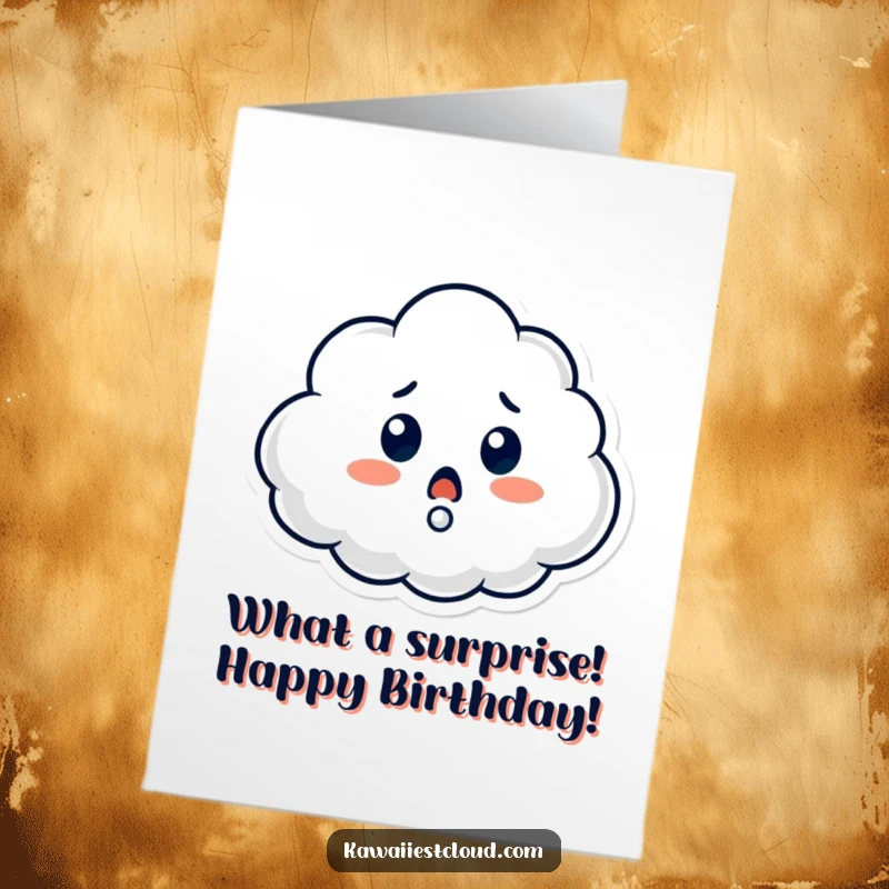 Funny Free Printable Birthday Card: Surprised cloud character with a question mark, a GIFTable moment of wonder.