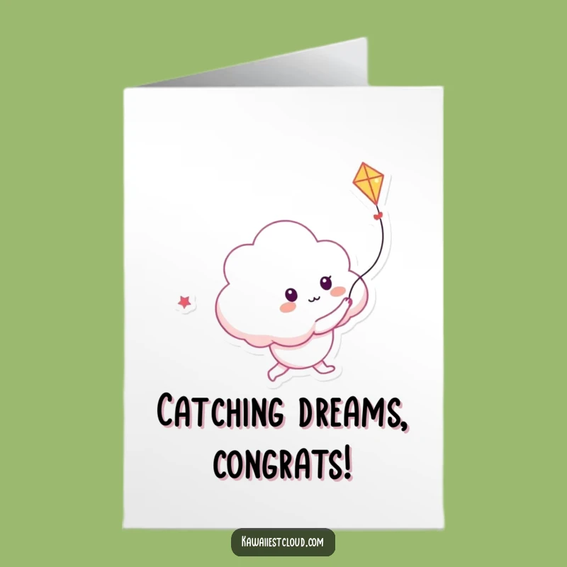 Free Printable Congrats Card: Cloud and Light Kite - Funny Downloadable Gift for Achieving Dreams