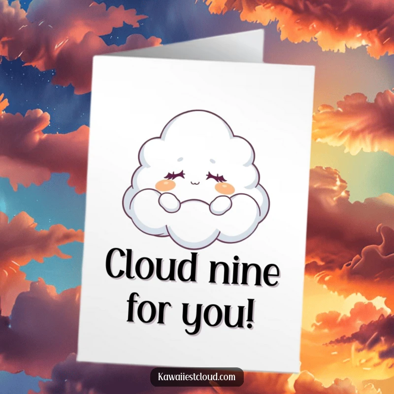 Free printable congratulations card showcasing a dreamy cloud character floating peacefully, ideal for any celebratory occasion.