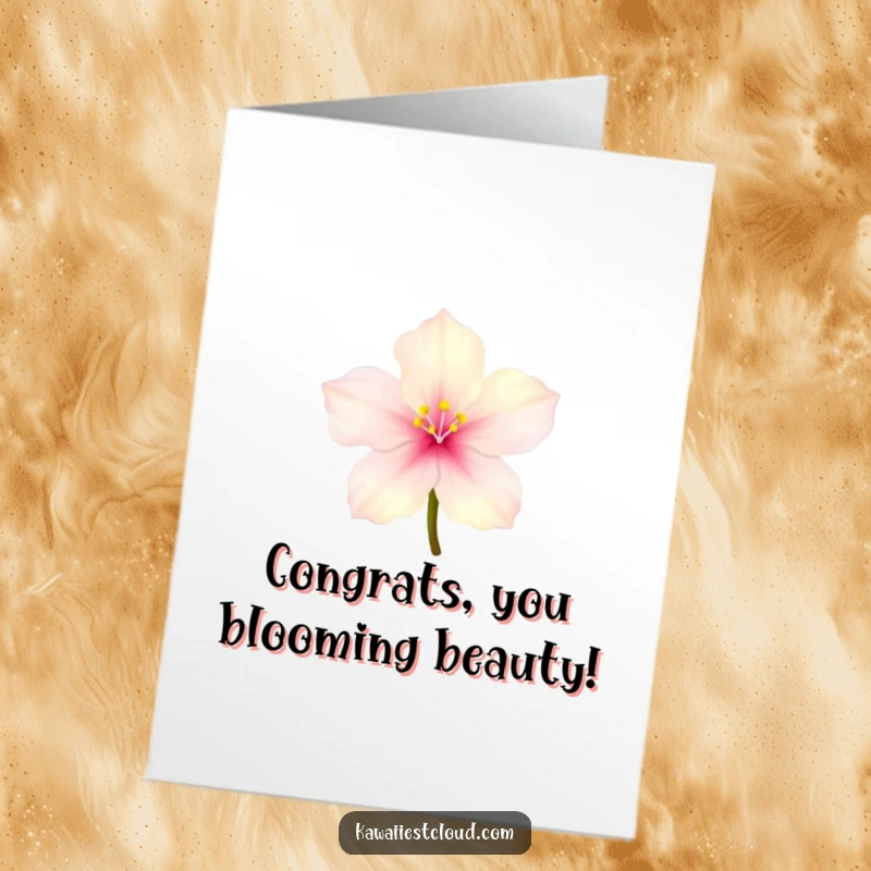 Funny Free Printable Congratulations Card showing a glowing blossom with translucent petals, great for a downloadable gift.
