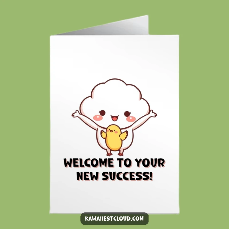 Free Printable Congrats Card: Cloud Welcomes Bird, Gentle Humorous Downloadable for Success
