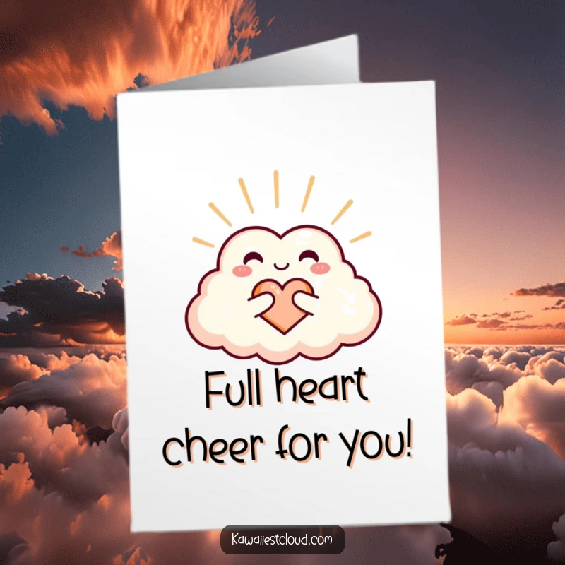 Funny Free Printable Congratulations Card: A heart-shaped cloud character glowing with warmth and celebratory spirit.