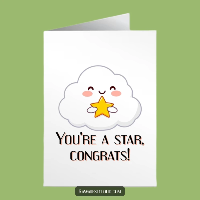 Free Printable Congrats Card: Star Cloud, Shining Success, Funny Downloadable Gift!