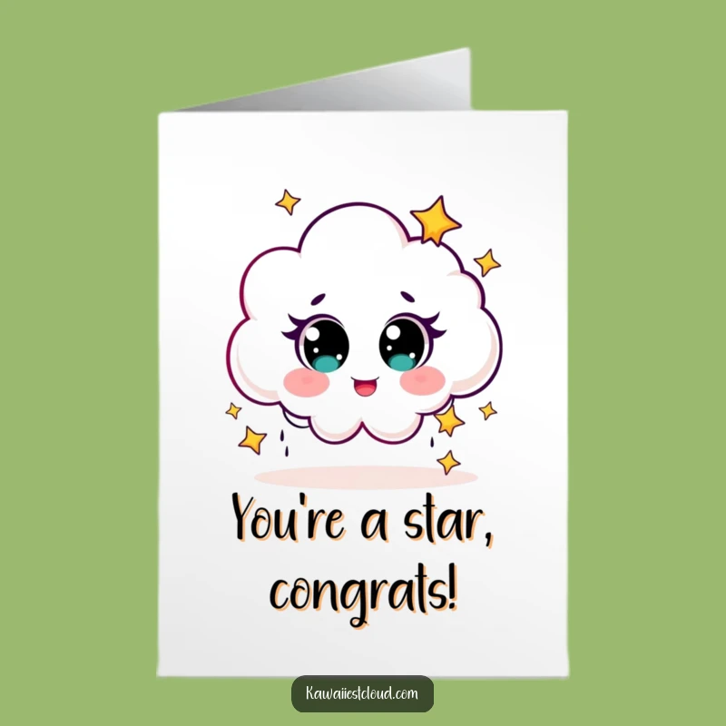 Free Printable Star Rain Cloud Congrats Card: Funny Downloadable Joyful Gift
