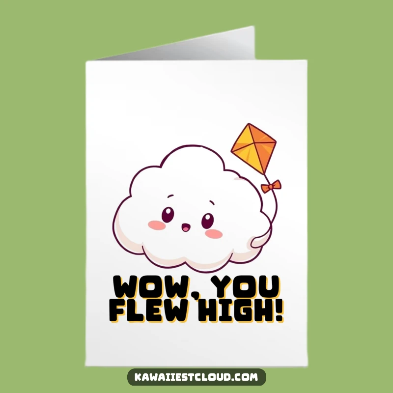 Free Printable Congrats Card: Funny Surprised Cloud & Kite, Downloadable Gift!