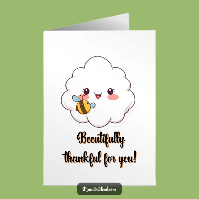 Free Printable Cloud Thank You Card: Bee Surprise, Funny Downloadable Gift, DIY