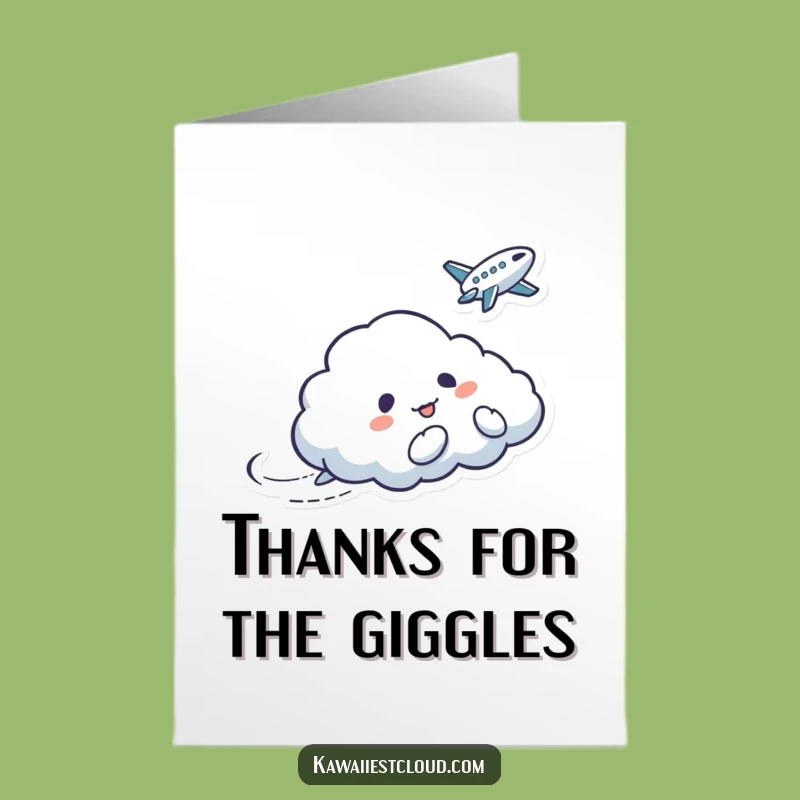 Free Printable Thank You Card: Cloud Tickles Bird - Funny Downloadable Gift of Thanks and Giggles