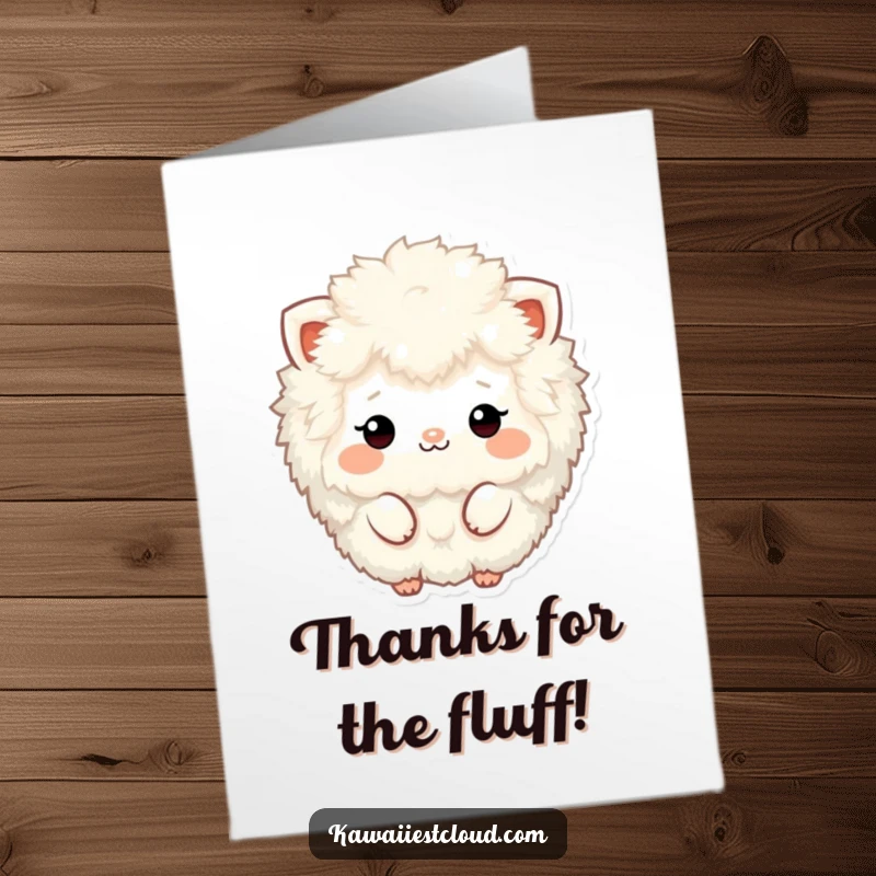 Funny Free Printable Thank You Card featuring a fluffy, textured character with minimalistic features offering a sweet, silly thank you. Easy DIY.