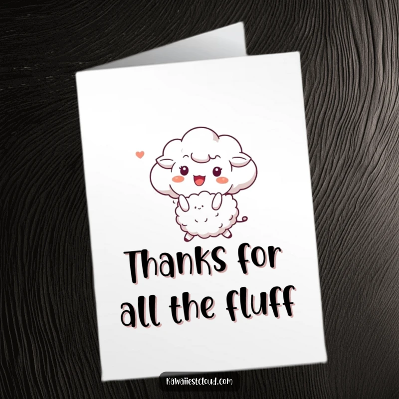 Funny Free Printable Thank You Card featuring a cute cloud character joyfully bouncing a fluffy sheep, a fun way to say thanks.