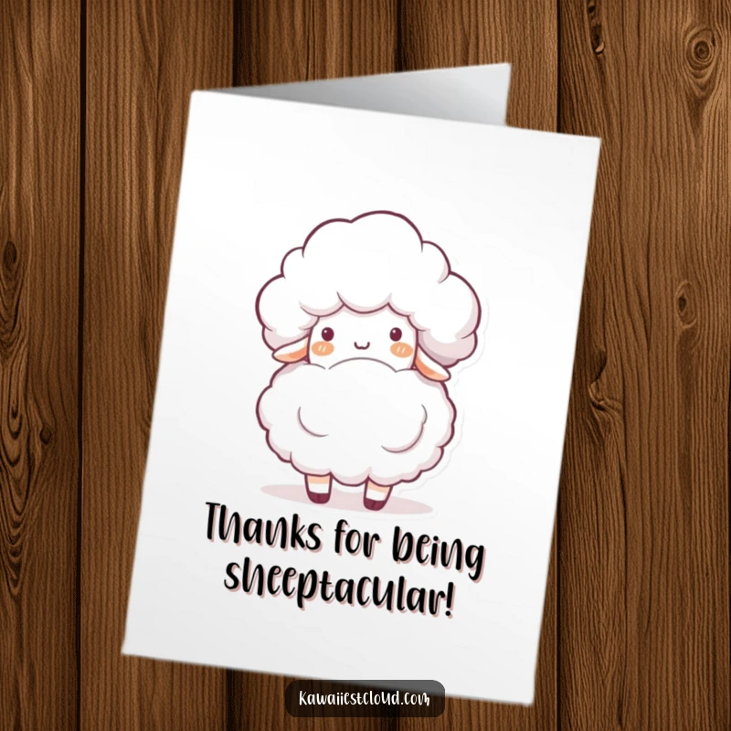 Funny Free Printable Thank You Card: A Playful Cloud Character Bumping Whimsically into a Soft White Sheep.