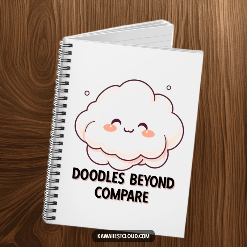Funny Notebook featuring a giggling cloud character creating intricate, whimsical shapes with its mist, perfect for creative journaling.