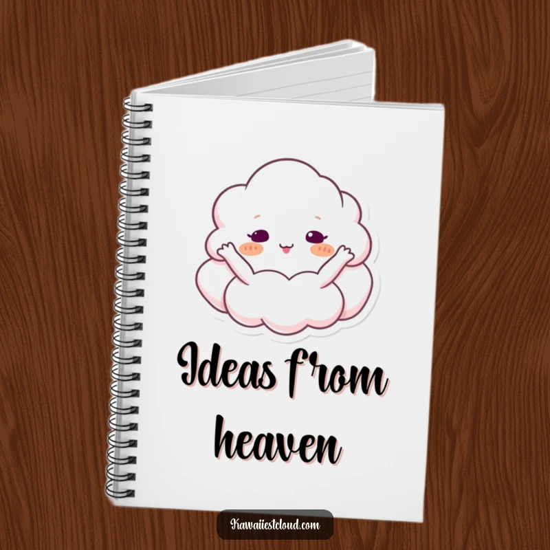 Funny cloud notebook cover featuring a character embracing the sky, perfect for creative writing.