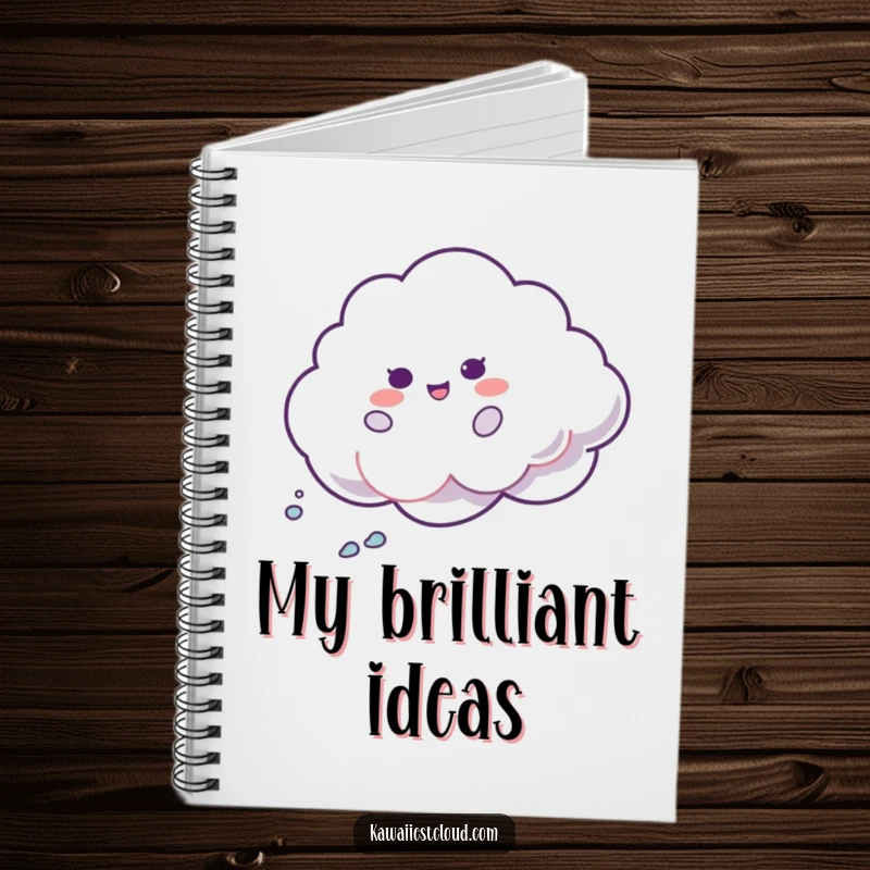 Funny Shimmer Cloud Notebook: A smiling cloud character spins delightedly, leaving an iridescent shimmer trail. Great for funny journaling.