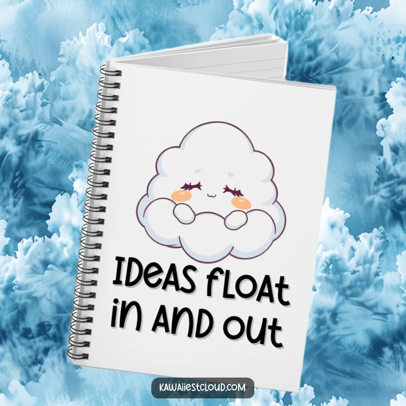 Funny Notebook: A dreamy cloud character floats peacefully with closed eyes, ideal for capturing serene thoughts and ideas.