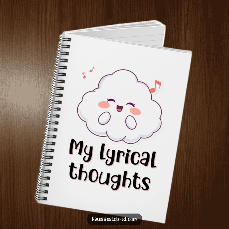 Funny notebook with a cheerful singing cloud design, perfect for capturing notes, songs, and bright ideas with a smile.