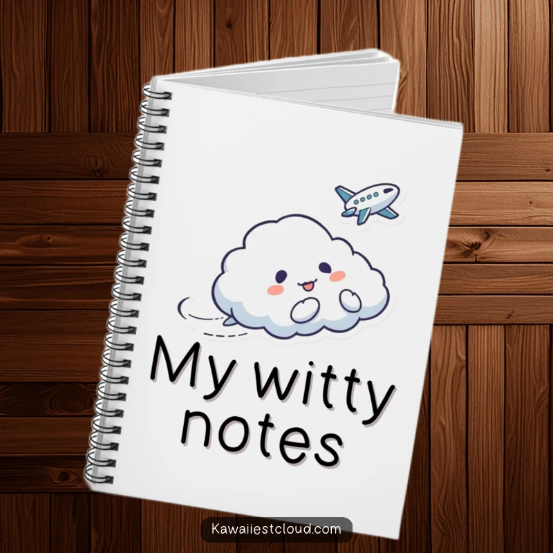 Funny notebook cover featuring a mischievous cloud character tickling a bird, ideal for journaling fun and quirky thoughts.