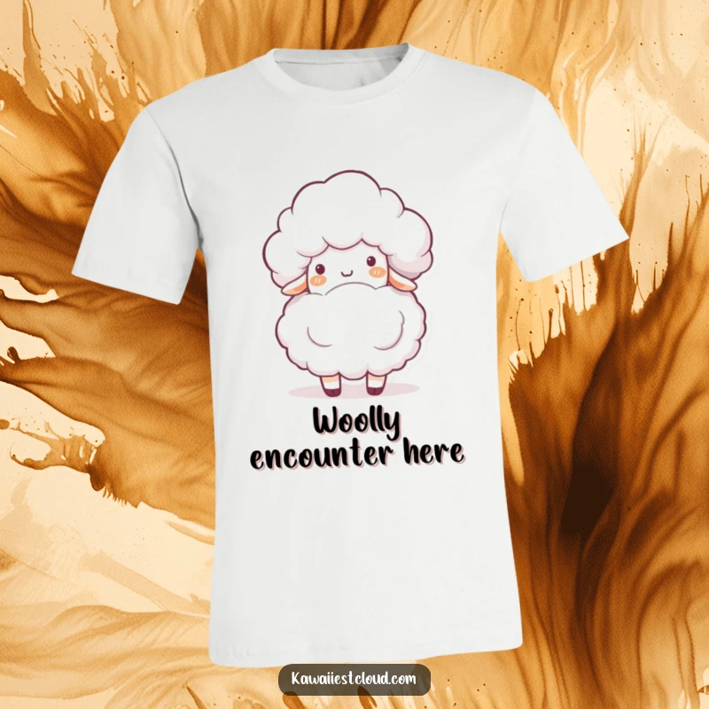 Funny t-shirt featuring a cute cloud character playfully bumping into a soft, white sheep, capturing a moment of sweet, lighthearted fun.