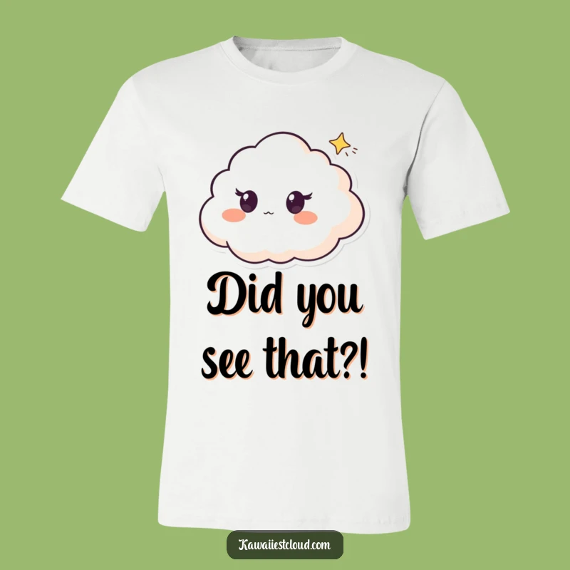 Funny Cloud Surprise T-Shirt, Watching Shooting Star, Whimsical Graphic Tee