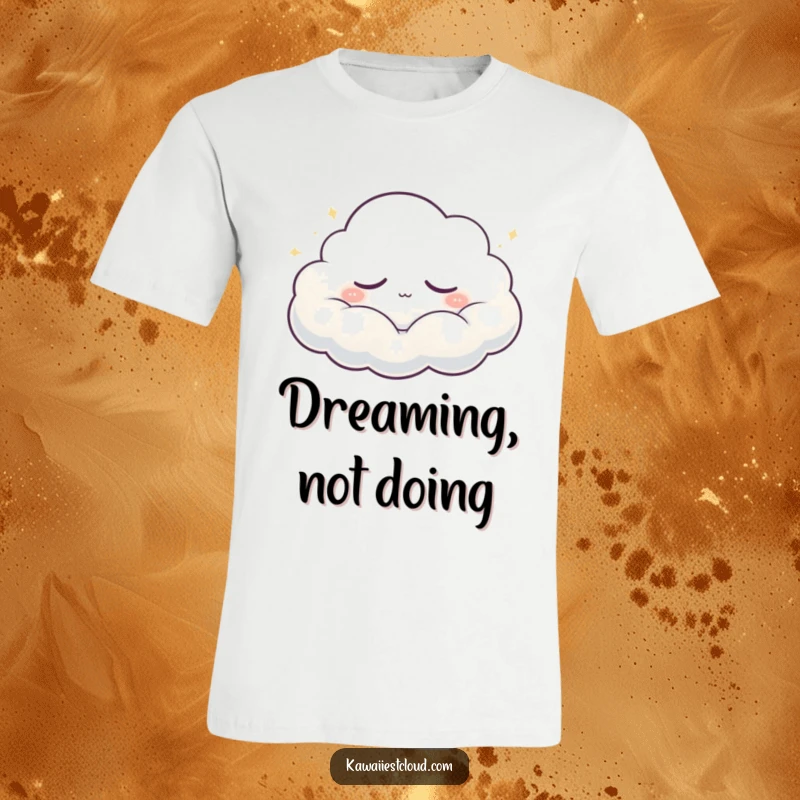 Funny T-Shirt: A soft, glowing cloud character in a peaceful slumber, emitting gentle light, embodying ultimate relaxation and humor.