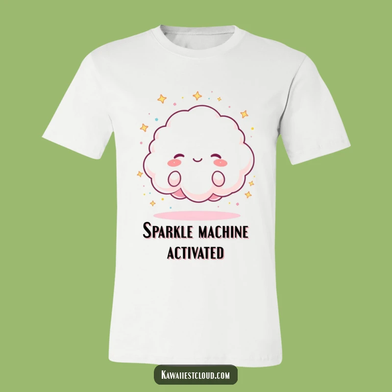 Funny Sparkle Cloud T-Shirt: Joyful Character Raining Sparkles, Ideal Funny Gift