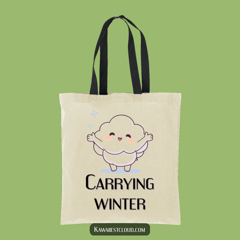 Funny Cloud Catching Snowflake Tote Bag - Carry Winter's Joy