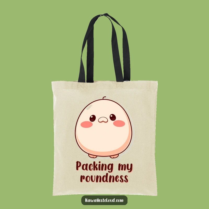 Funny Plump Character Tote Bag - Button Eyes, Rosy Cheeks, Cute Accessory Gift