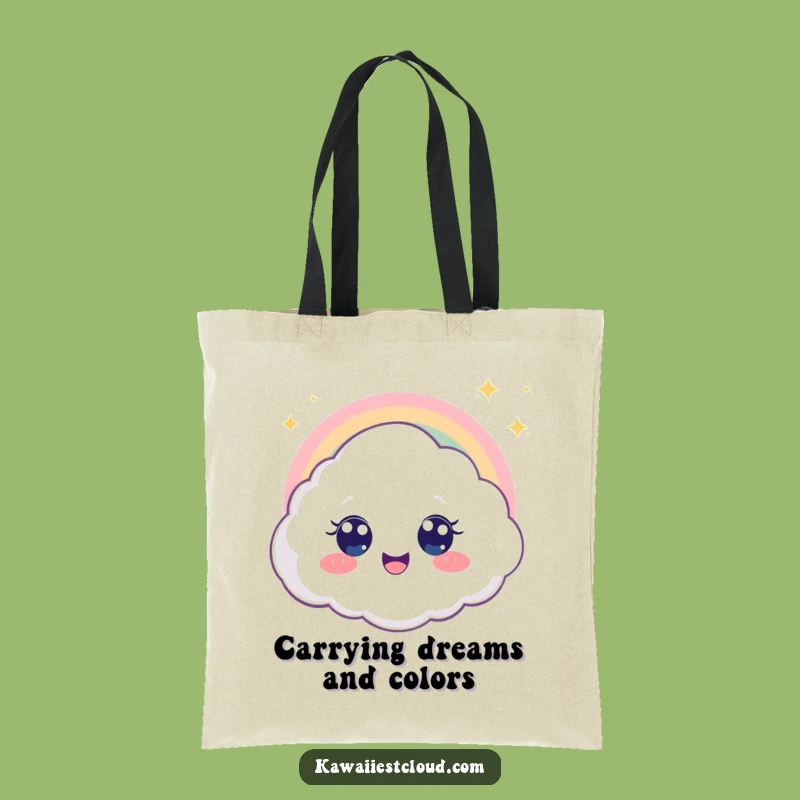 Funny Rainbow Cloud Tote Bag - Big Eyes Joy & Humor, Fun Gift!