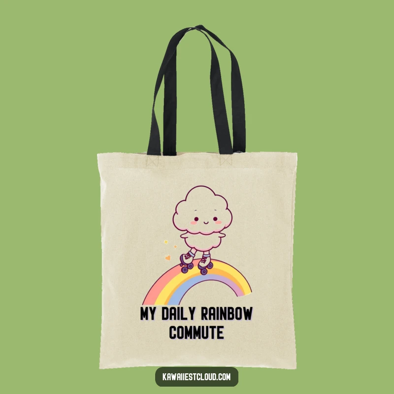 Funny Rainbow Cloud Tote Bag - Roller Skating Cheer, Perfect Funny Gift!