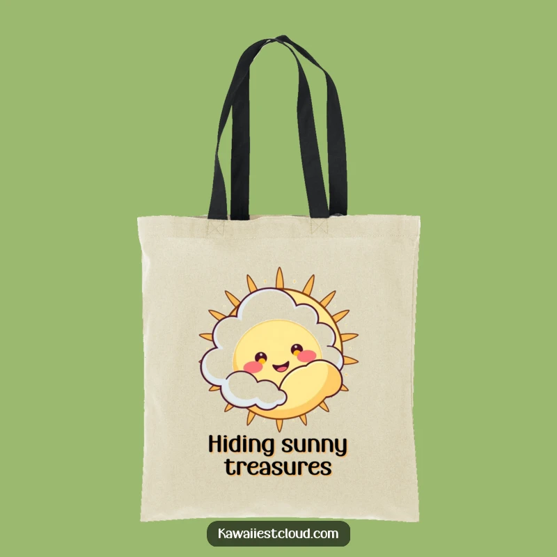 Funny Peek-a-Boo Cloud Tote Bag: Happy Grinning Character, Perfect Funny Gift